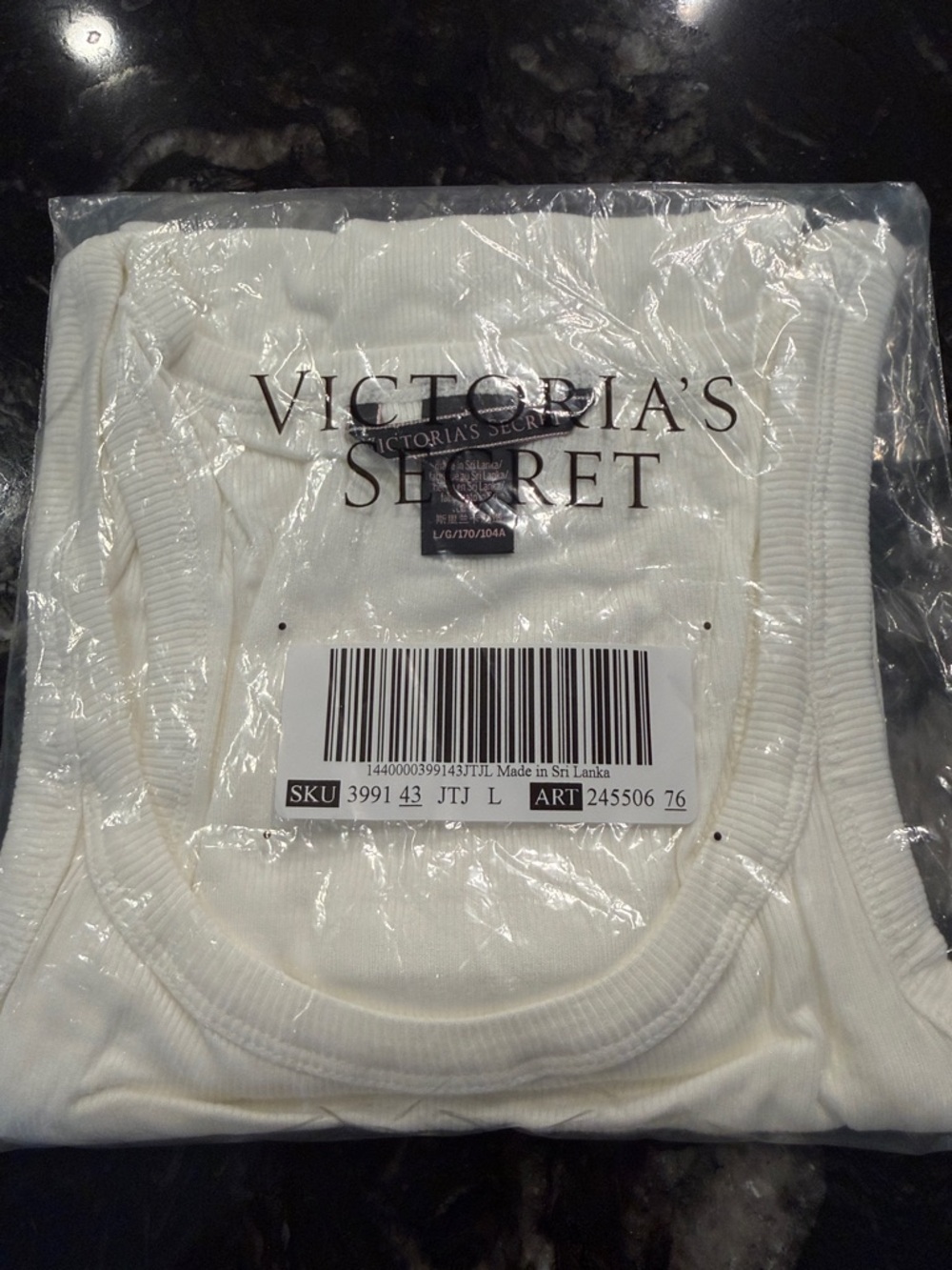 Victoria's Secret Cream Ribbed Scoop Tank